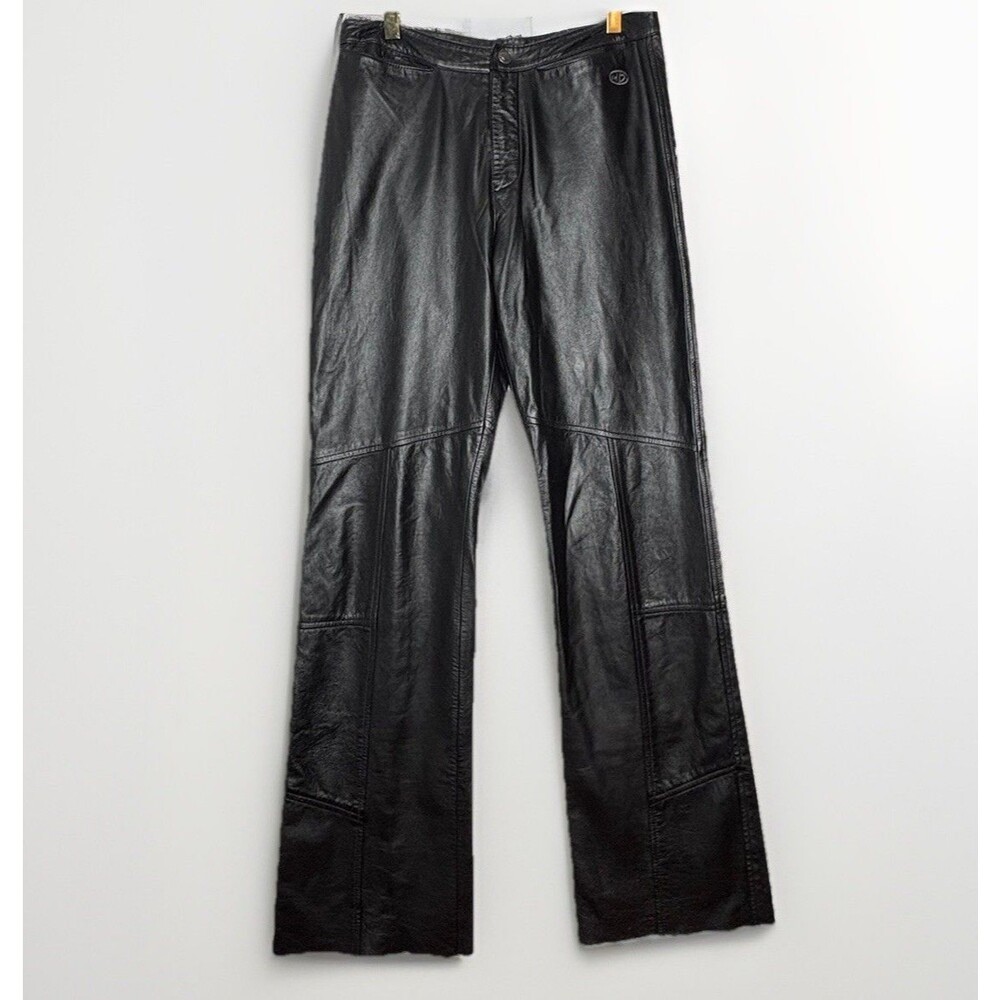 Harley Davidson Women's Leather Pants 8 36/8 Black Vintage Y2K Riding H2901 NWOT